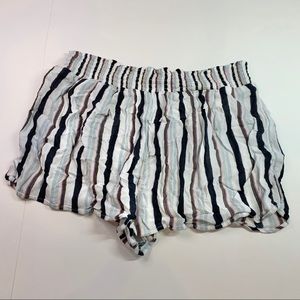 Navy and light blue striped stretchy shorts